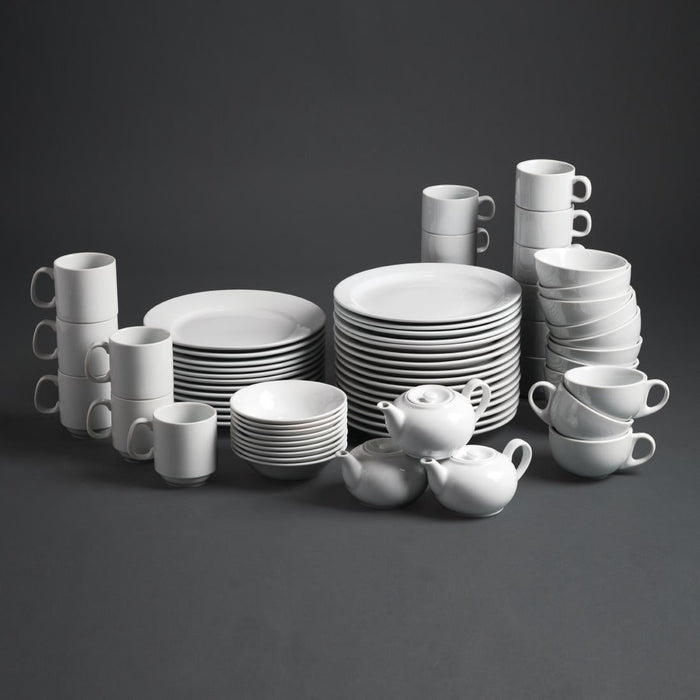 Olympia Whiteware Stacking Tea Cups 7oz 200ml (12 Pack) Olympia