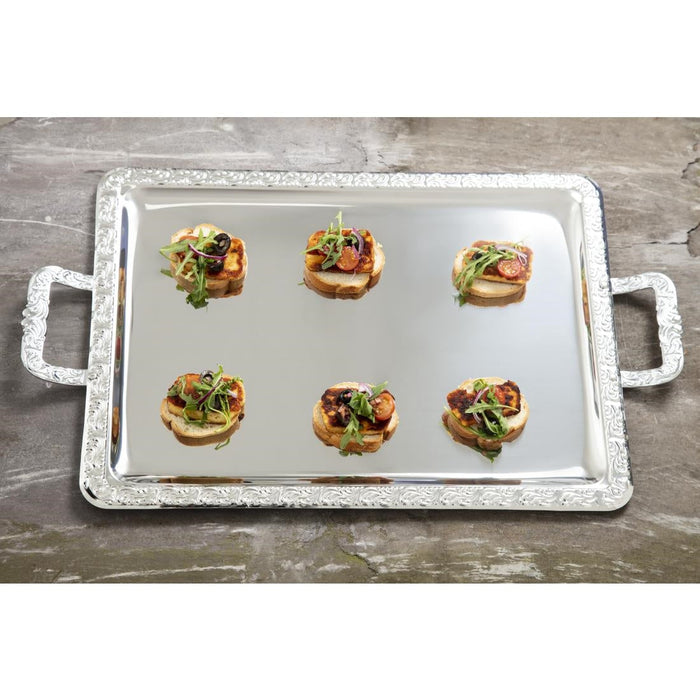 APS Stainless Steel Rectangular Handled Service Tray 600mm APS
