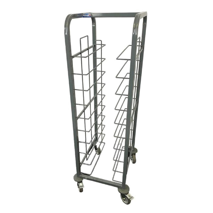 Material: Epoxy coated steel. Size: 1393(H) x 485(W) x 578(D)mm. Capacity: 10 trays / 60kg