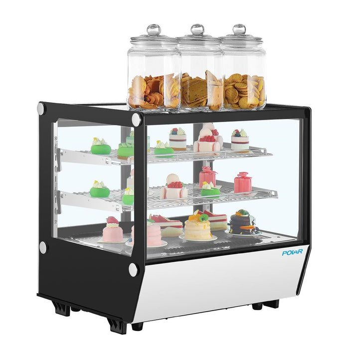 Polar G-Series Countertop Display Fridge Black Square Glass 120Ltr Polar