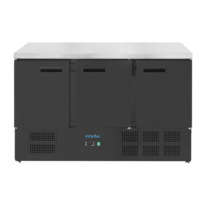 Polar G-Series Triple Door Counter Fridge Black 368Ltr Polar
