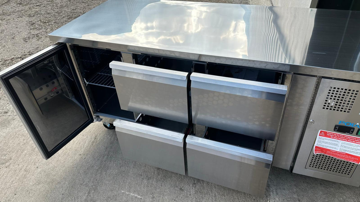 B Grade Polar U-Series Single Door and 4 Drawer Counter Fridge 358Ltr - UA020 Canmac Catering Equipment