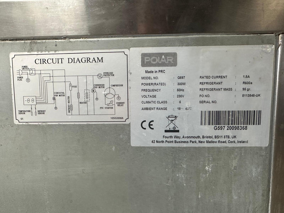 Commercial Polar G597 Refrigerated Prep Counter - Refurbished Canmac Catering Equipment