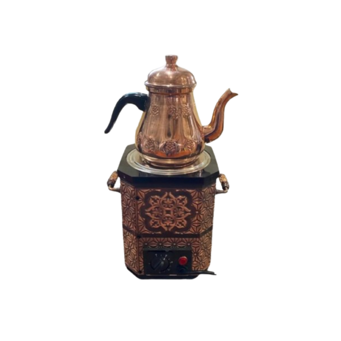Electric Copper Tea Boiler with 2.5L with Tea Pot 1.5L Bakir Caydanlik Semaver