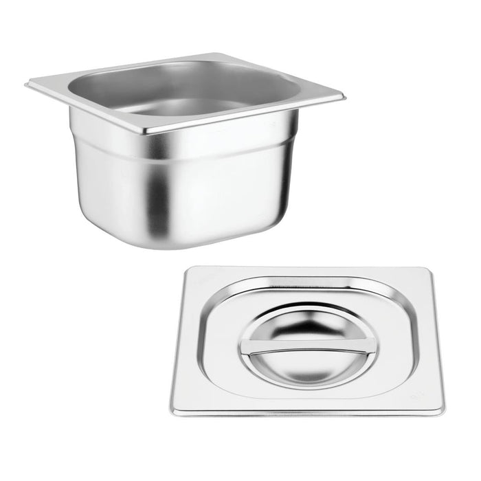 Vogue Stainless Steel Gastronorm Tray Set with Lids 1/6 (4 Pack) Vogue