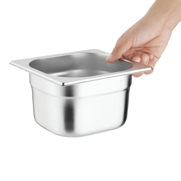 Vogue Stainless Steel Gastronorm Tray Set with Lids 1/6 (4 Pack) Vogue