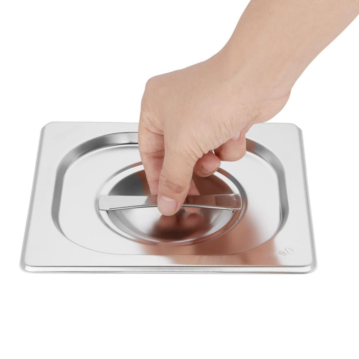 Vogue Stainless Steel Gastronorm Tray Set with Lids 1/6 (4 Pack) Vogue