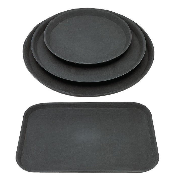 8 ronde en 4 rechthoekige antislip dienbladen