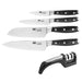 Contents: 8" Chefs Knife, 7" Santoku Knife, 5" Utility Knife, 3 1/2" Paring Knife and Sharpener