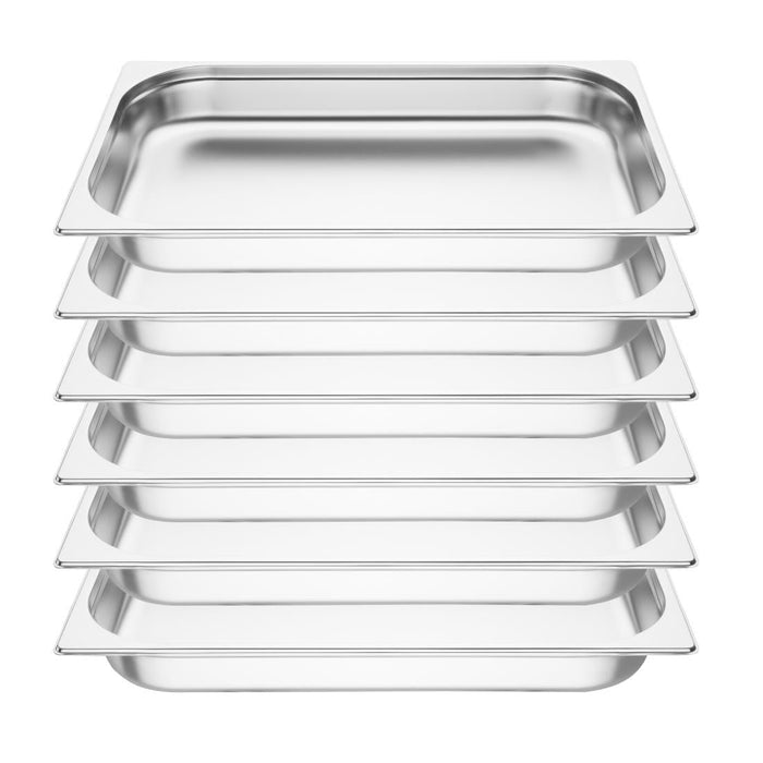 Vogue Stainless Steel 1/1 Gastronorm Trays 65mm (6 Pack) Vogue
