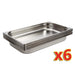 GN 1/1. Full Size. 65mm deep. 9Ltr capacity. Set of 6