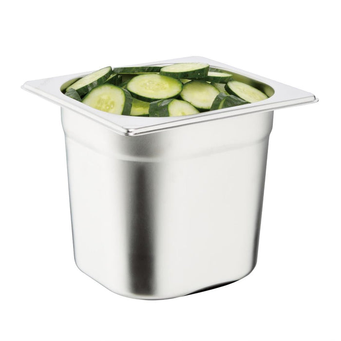 Vogue Stainless Steel Gastronorm Tray Set with Lids 1/6 (6 Pack) Vogue