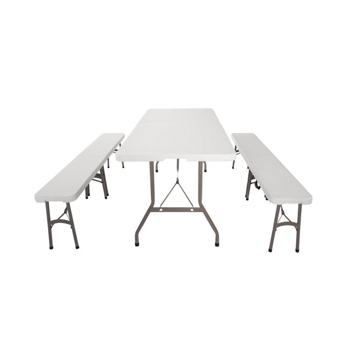 Special Offer Bolero PE Centre Folding Table 6ft with Two Folding Benches Bolero