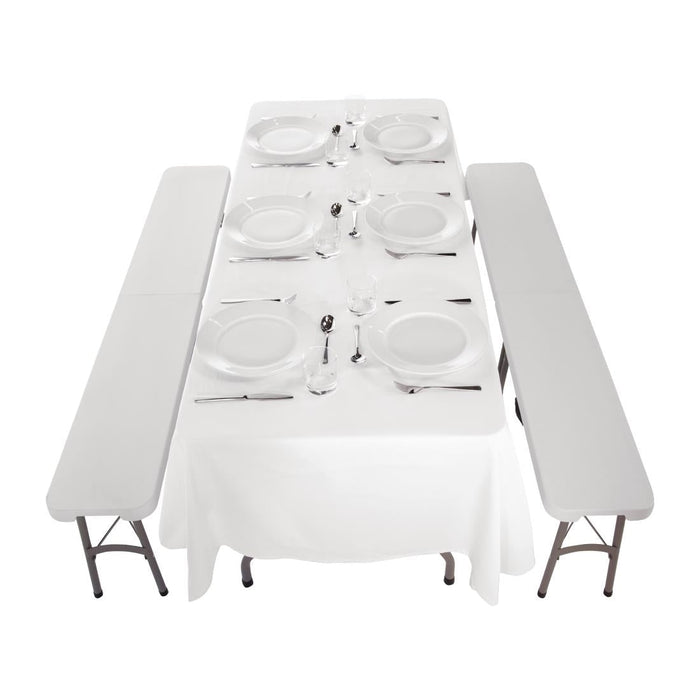 Special Offer Bolero PE Centre Folding Table 6ft with Two Folding Benches Bolero
