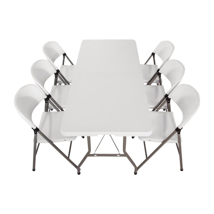Special Offer Bolero PE Centre Folding Table 6ft with Six Folding Chairs Bolero