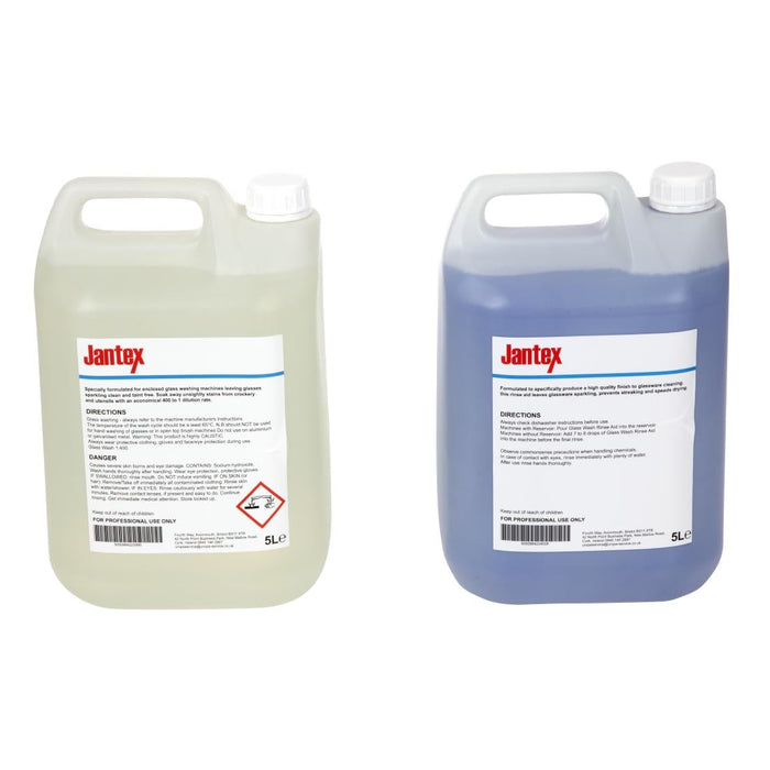 Jantex Glasswasher Detergent and Rinse Aid Concentrate 5Ltr (2 Pack) Jantex