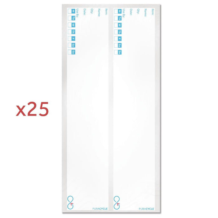Puracycle Reusable Day Bottle Label Pack (25 Labels, 2 Cloths) + Free Pens PuraCycle