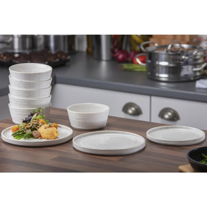 Olympia Cavolo Serve Like A Pro 18-Piece White Speckle Dinner Set Olympia