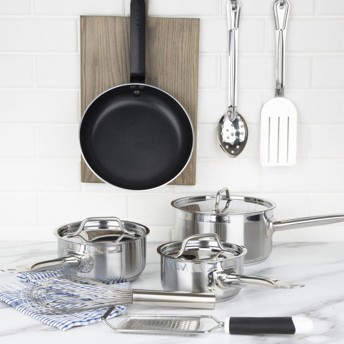 Nisbets Essentials Cook Like A Pro Stainless Steel & Aluminium 4-Piece Saucepan & Frying Pan Set Nisbets Essentials