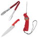 Includes Tong, Chopping Board & Cook's Knife. Red for raw meat