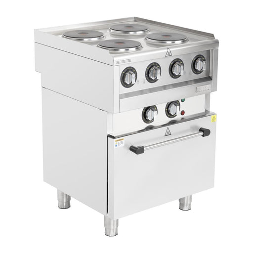 Hob: 7kW. 400V Three phase. Oven: 3kW 230V Single phase. Hardwired. Oven capacity: 3x 1/1GN