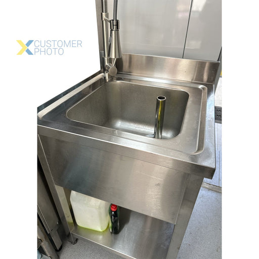 Commercial Sink Stainless Steel 1 Bowl Bottom Shelf Splashback 600mm Depth 600mm | Vs66 Bs Makfry