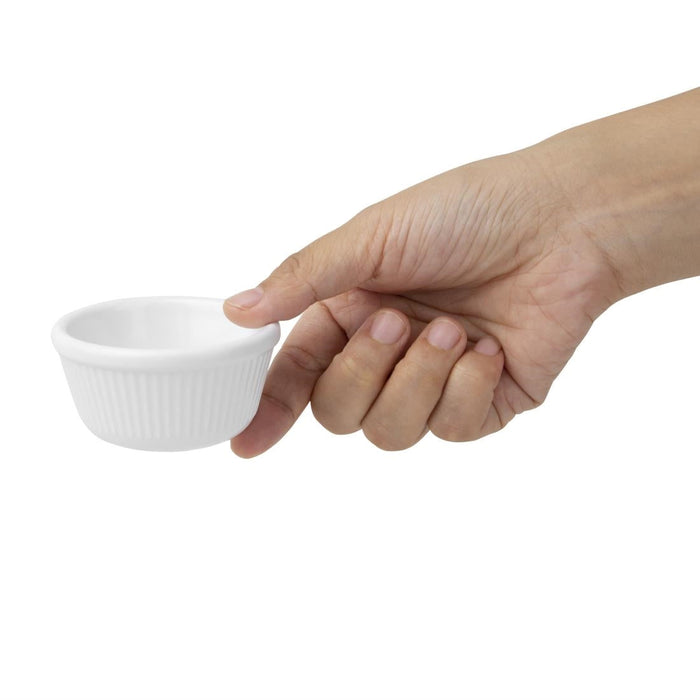Olympia Kristallon Melamine Fluted Ramekins White 70mm (12 Pack) Olympia
