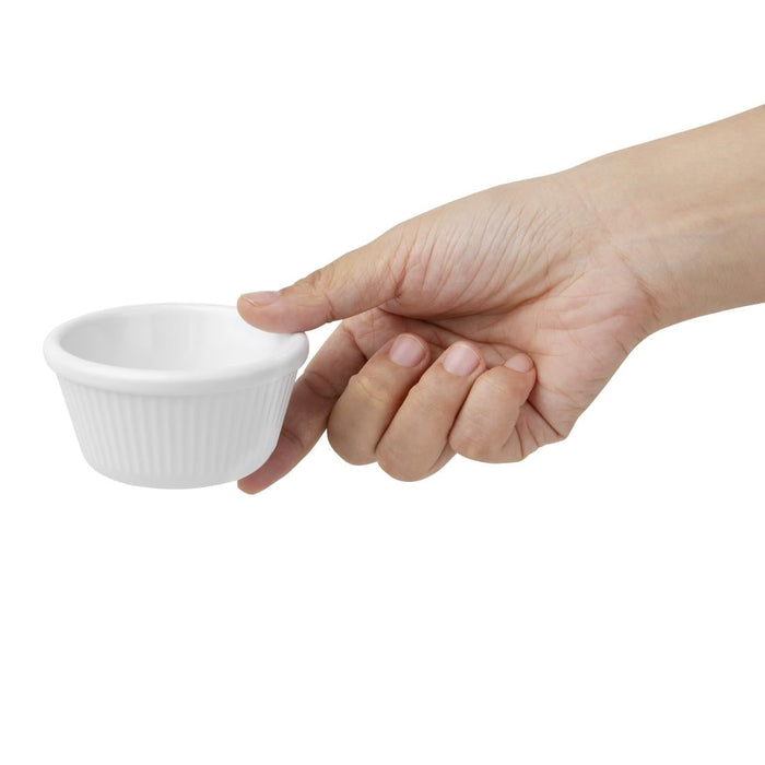 Olympia Kristallon Melamine Fluted Ramekins White 76mm (12 Pack) Olympia