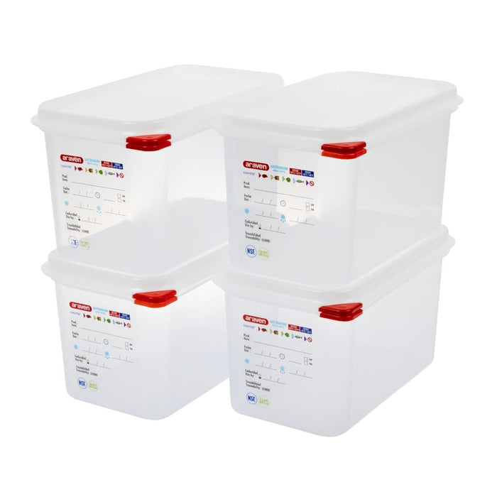 Araven Polypropylene 1/4 Gastronorm Food Containers 4.3Ltr (4 Pack) Araven