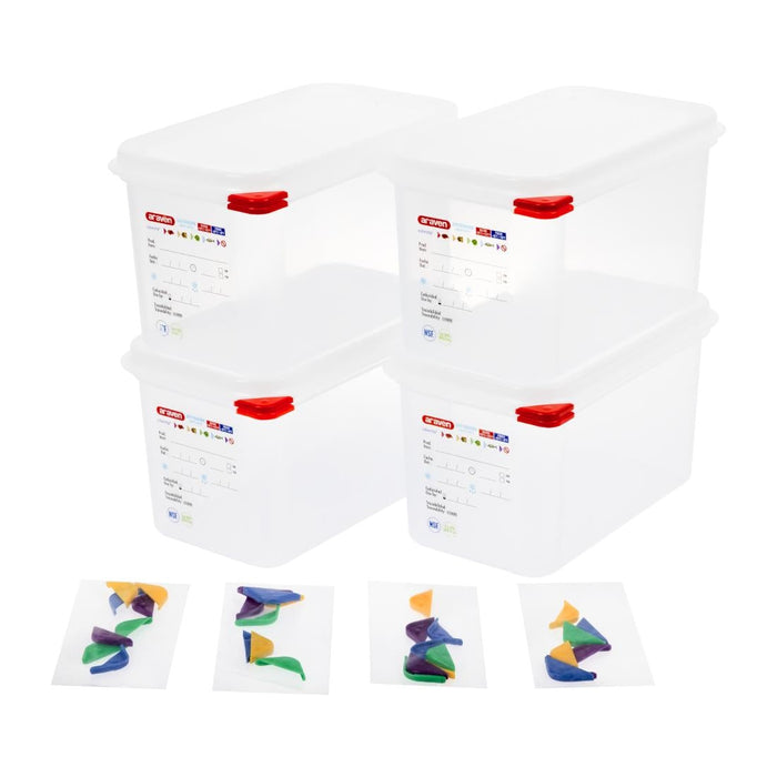 Araven Polypropylene 1/4 Gastronorm Food Containers 4.3Ltr (4 Pack) Araven
