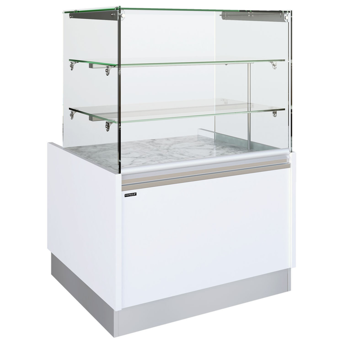 Interlevin BELLINI TOWER 850 900mm Wide White Flat Glass Ambient Serve Over Counter