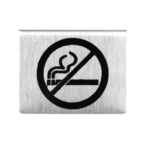 Olympia Brushed Steel No Smoking Table Sign Olympia