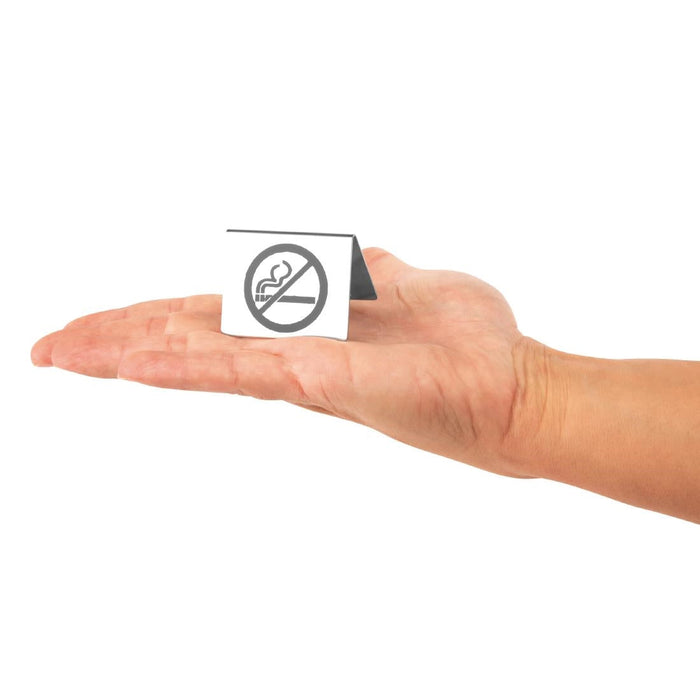 Olympia Brushed Steel No Smoking Table Sign Olympia