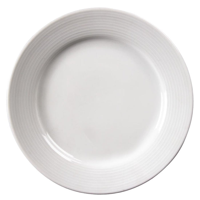 Olympia Linear Wide Rimmed Plates White 200mm (12 Pack) Olympia
