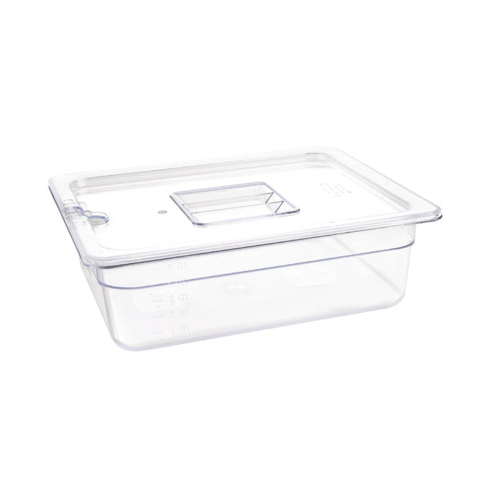 Vogue Polycarbonate 1/2 Gastronorm Container 100mm Clear Vogue