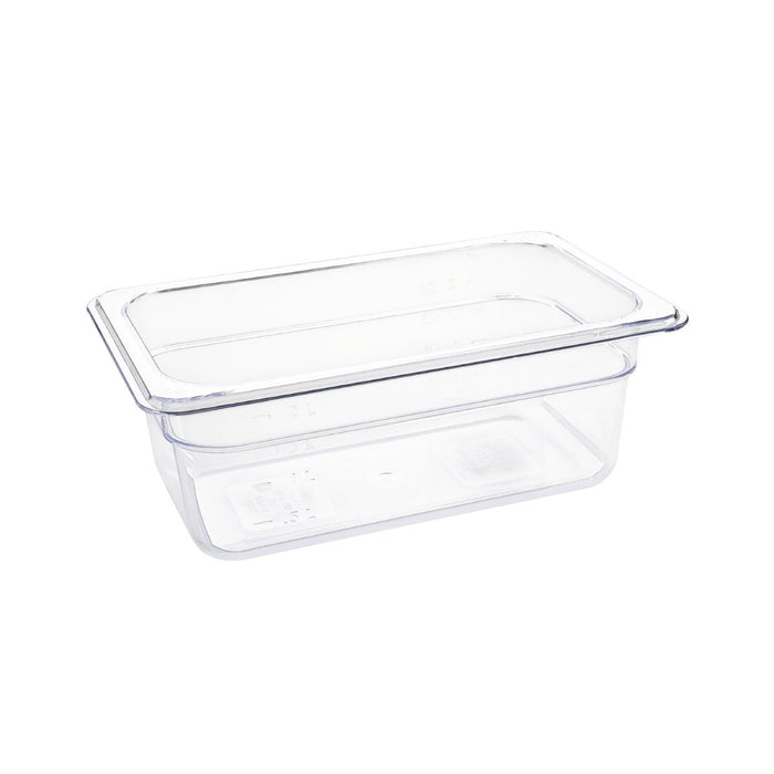 Capacity: 2.4Ltr. GN 1/4. Quarter Size. Clear. 100mm depth