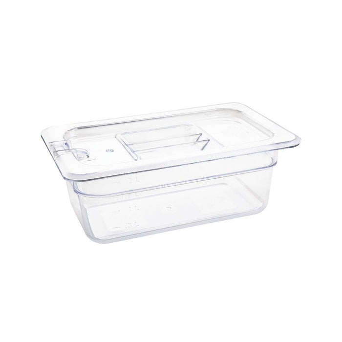 Vogue Polycarbonate 1/4 Gastronorm Container 100mm Clear Vogue