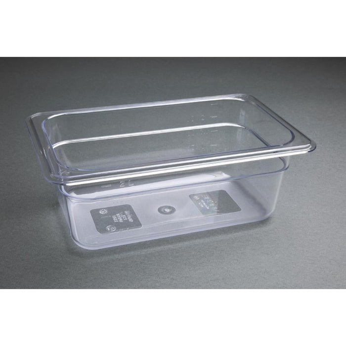 Vogue Polycarbonate 1/4 Gastronorm Container 100mm Clear Vogue