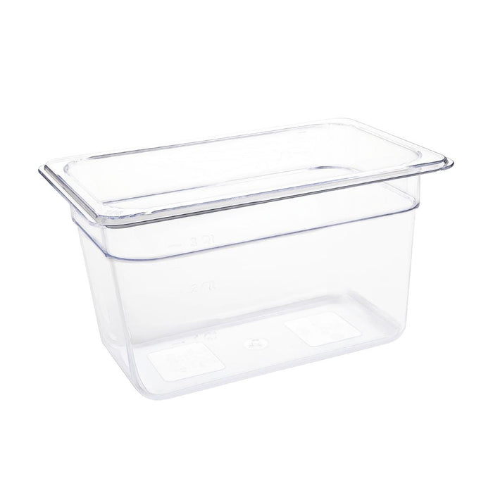 Capacity: 3.7Ltr. GN 1/4. Quarter Size. Clear. 150mm depth