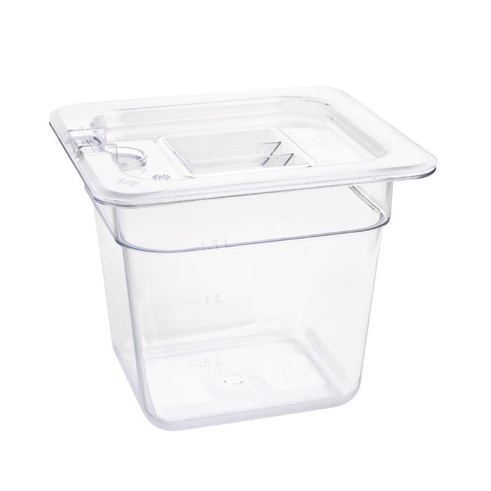 Vogue Polycarbonate 1/6 Gastronorm Container 150mm Clear Vogue