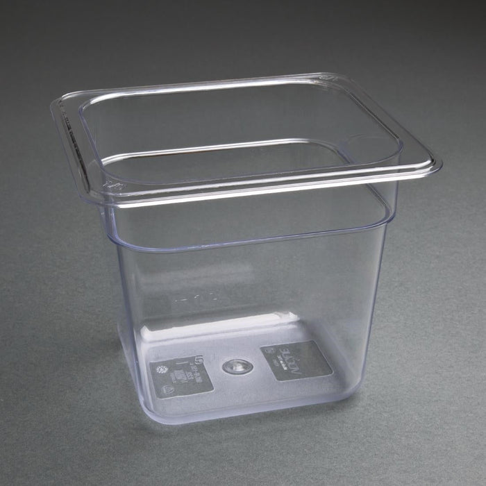 Vogue Polycarbonate 1/6 Gastronorm Container 150mm Clear Vogue