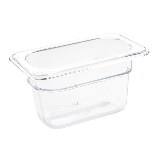 Capacity: 0.87Ltr. GN 1/9. Ninth Size. Clear. 100mm depth