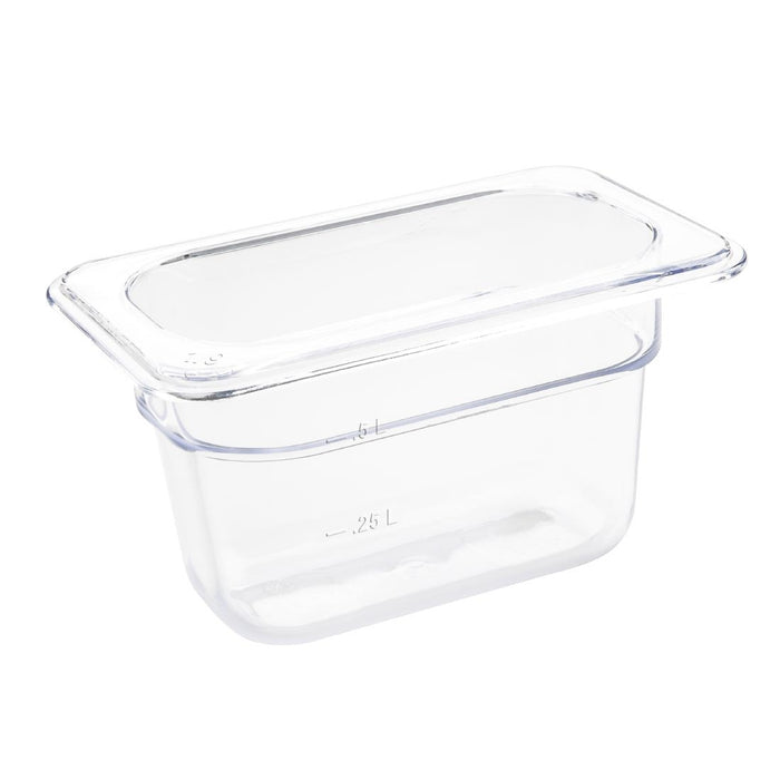 Capacity: 0.87Ltr. GN 1/9. Ninth Size. Clear. 100mm depth