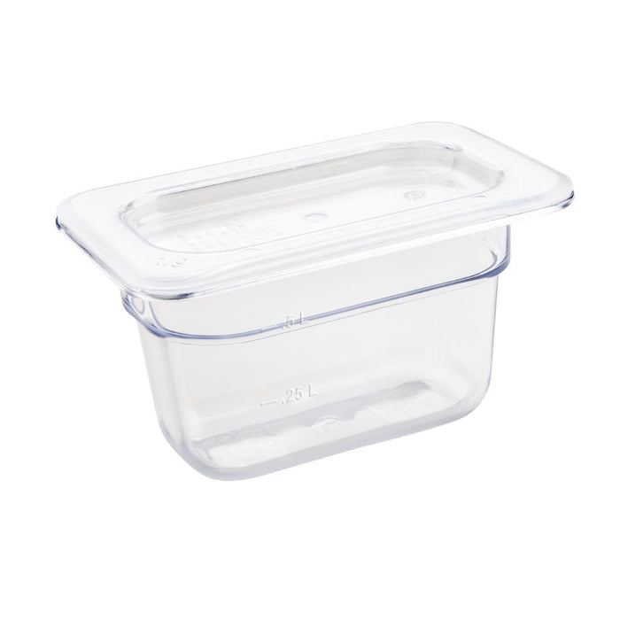 Vogue Polycarbonate 1/9 Gastronorm Container 100mm Clear Vogue