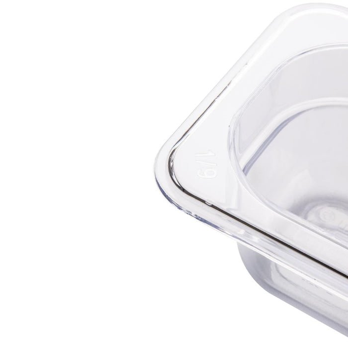Vogue Polycarbonate 1/9 Gastronorm Container 100mm Clear Vogue