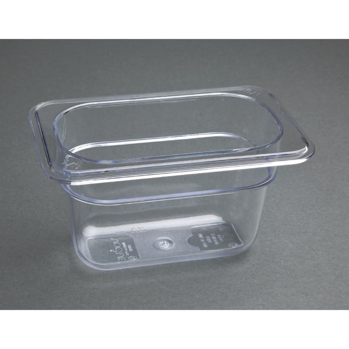 Vogue Polycarbonate 1/9 Gastronorm Container 100mm Clear Vogue