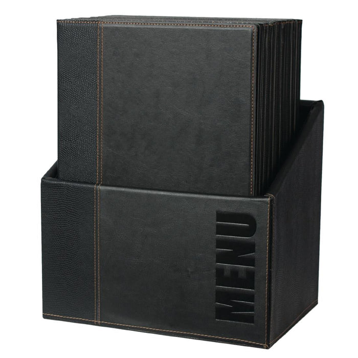 Securit Contemporary Menu Covers and Storage Box A4 Black (20 Pack) Securit