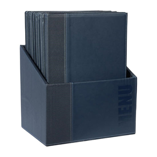 Securit Contemporary Menu Covers and Storage Box A4 Blue (20 Pack) Securit