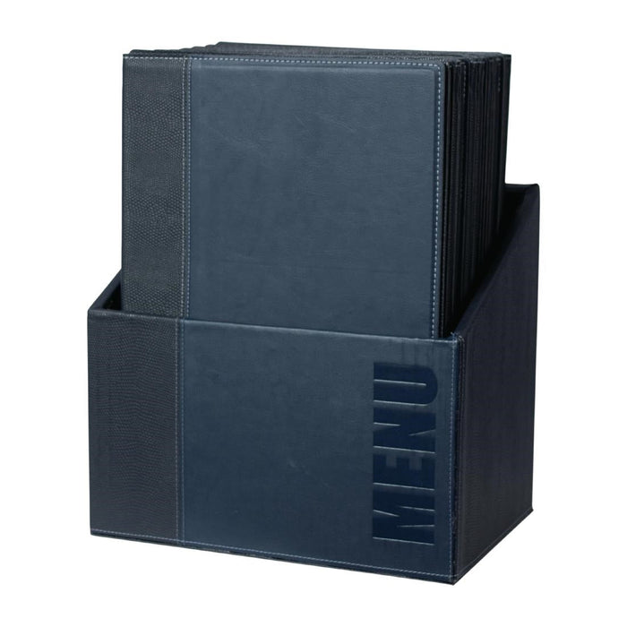 Securit Contemporary Menu Covers and Storage Box A4 Blue (20 Pack) Securit