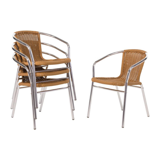 Aluminium Frame. PE Wicker Seat. Seat Height: 450mm. Stackable